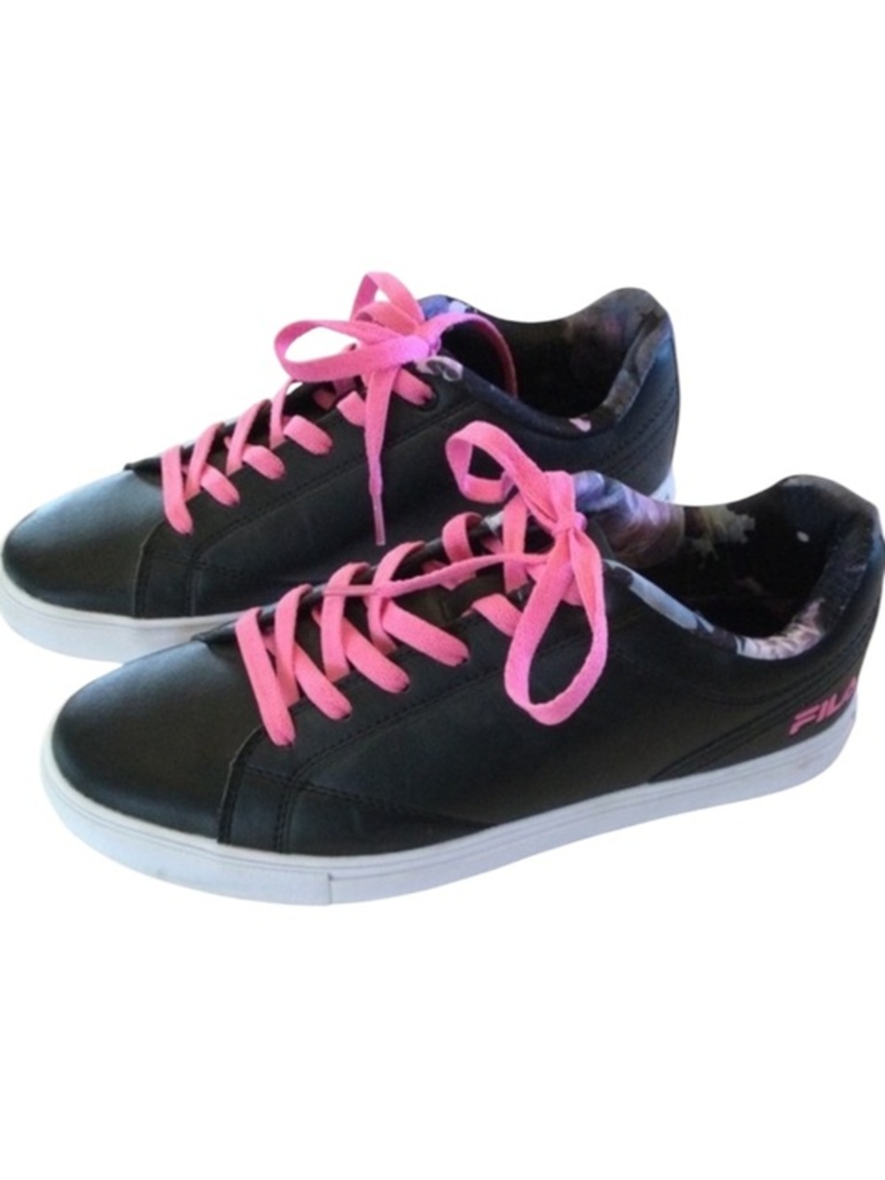 Fila Black Athletic Sneakers with Pink Laces Casual Size 9